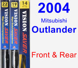 Front & Rear Wiper Blade Pack for 2004 Mitsubishi Outlander - Vision Saver