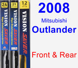 Front & Rear Wiper Blade Pack for 2008 Mitsubishi Outlander - Vision Saver