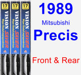 Front & Rear Wiper Blade Pack for 1989 Mitsubishi Precis - Vision Saver