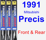 Front & Rear Wiper Blade Pack for 1991 Mitsubishi Precis - Vision Saver