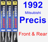 Front & Rear Wiper Blade Pack for 1992 Mitsubishi Precis - Vision Saver