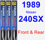 Front & Rear Wiper Blade Pack for 1989 Nissan 240SX - Vision Saver