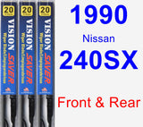 Front & Rear Wiper Blade Pack for 1990 Nissan 240SX - Vision Saver