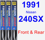 Front & Rear Wiper Blade Pack for 1991 Nissan 240SX - Vision Saver