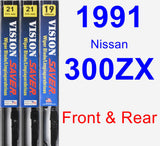 Front & Rear Wiper Blade Pack for 1991 Nissan 300ZX - Vision Saver