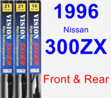 Front & Rear Wiper Blade Pack for 1996 Nissan 300ZX - Vision Saver