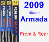 Front & Rear Wiper Blade Pack for 2009 Nissan Armada - Vision Saver