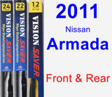 Front & Rear Wiper Blade Pack for 2011 Nissan Armada - Vision Saver
