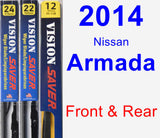 Front & Rear Wiper Blade Pack for 2014 Nissan Armada - Vision Saver