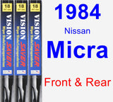 Front & Rear Wiper Blade Pack for 1984 Nissan Micra - Vision Saver