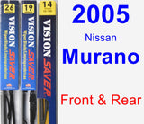 Front & Rear Wiper Blade Pack for 2005 Nissan Murano - Vision Saver