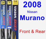 Front & Rear Wiper Blade Pack for 2008 Nissan Murano - Vision Saver