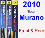 Front & Rear Wiper Blade Pack for 2010 Nissan Murano - Vision Saver