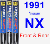 Front & Rear Wiper Blade Pack for 1991 Nissan NX - Vision Saver