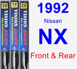 Front & Rear Wiper Blade Pack for 1992 Nissan NX - Vision Saver