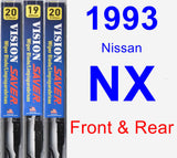 Front & Rear Wiper Blade Pack for 1993 Nissan NX - Vision Saver
