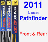 Front & Rear Wiper Blade Pack for 2011 Nissan Pathfinder - Vision Saver