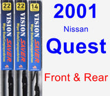 Front & Rear Wiper Blade Pack for 2001 Nissan Quest - Vision Saver