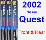 Front & Rear Wiper Blade Pack for 2002 Nissan Quest - Vision Saver