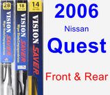 Front & Rear Wiper Blade Pack for 2006 Nissan Quest - Vision Saver