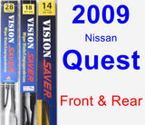 Front & Rear Wiper Blade Pack for 2009 Nissan Quest - Vision Saver