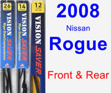 Front & Rear Wiper Blade Pack for 2008 Nissan Rogue - Vision Saver