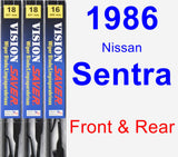 Front & Rear Wiper Blade Pack for 1986 Nissan Sentra - Vision Saver