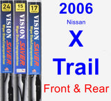 Front & Rear Wiper Blade Pack for 2006 Nissan X-Trail - Vision Saver