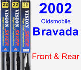 Front & Rear Wiper Blade Pack for 2002 Oldsmobile Bravada - Vision Saver