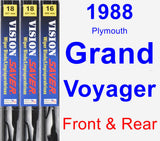 Front & Rear Wiper Blade Pack for 1988 Plymouth Grand Voyager - Vision Saver