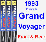 Front & Rear Wiper Blade Pack for 1993 Plymouth Grand Voyager - Vision Saver