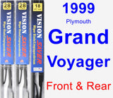 Front & Rear Wiper Blade Pack for 1999 Plymouth Grand Voyager - Vision Saver