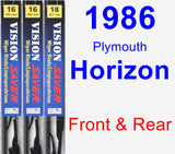 Front & Rear Wiper Blade Pack for 1986 Plymouth Horizon - Vision Saver