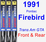 Front & Rear Wiper Blade Pack for 1991 Pontiac Firebird - Vision Saver