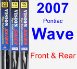 Front & Rear Wiper Blade Pack for 2007 Pontiac Wave - Vision Saver