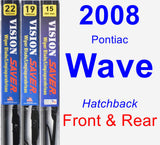 Front & Rear Wiper Blade Pack for 2008 Pontiac Wave - Vision Saver