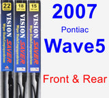 Front & Rear Wiper Blade Pack for 2007 Pontiac Wave5 - Vision Saver