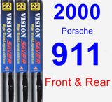 Front & Rear Wiper Blade Pack for 2000 Porsche 911 - Vision Saver
