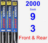 Front & Rear Wiper Blade Pack for 2000 Saab 9-3 - Vision Saver