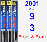 Front & Rear Wiper Blade Pack for 2001 Saab 9-3 - Vision Saver