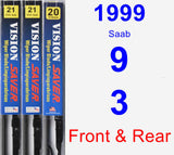 Front & Rear Wiper Blade Pack for 1999 Saab 9-3 - Vision Saver