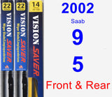 Front & Rear Wiper Blade Pack for 2002 Saab 9-5 - Vision Saver