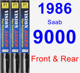 Front & Rear Wiper Blade Pack for 1986 Saab 9000 - Vision Saver