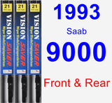 Front & Rear Wiper Blade Pack for 1993 Saab 9000 - Vision Saver