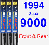Front & Rear Wiper Blade Pack for 1994 Saab 9000 - Vision Saver