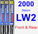 Front & Rear Wiper Blade Pack for 2000 Saturn LW2 - Vision Saver