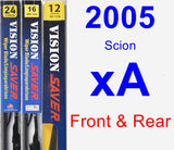 Front & Rear Wiper Blade Pack for 2005 Scion xA - Vision Saver