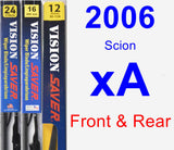 Front & Rear Wiper Blade Pack for 2006 Scion xA - Vision Saver