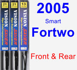 Front & Rear Wiper Blade Pack for 2005 Smart Fortwo - Vision Saver