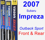 Front & Rear Wiper Blade Pack for 2007 Subaru Impreza - Vision Saver